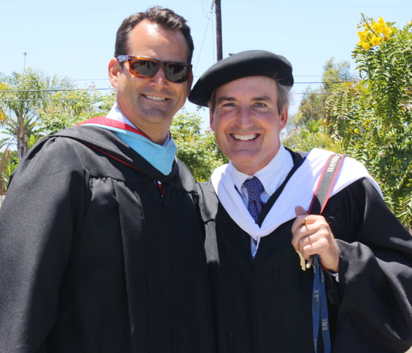 Principal Timothy Hornig and physics teacher George Stimson pose before the ceremony. stimson-and-hornig