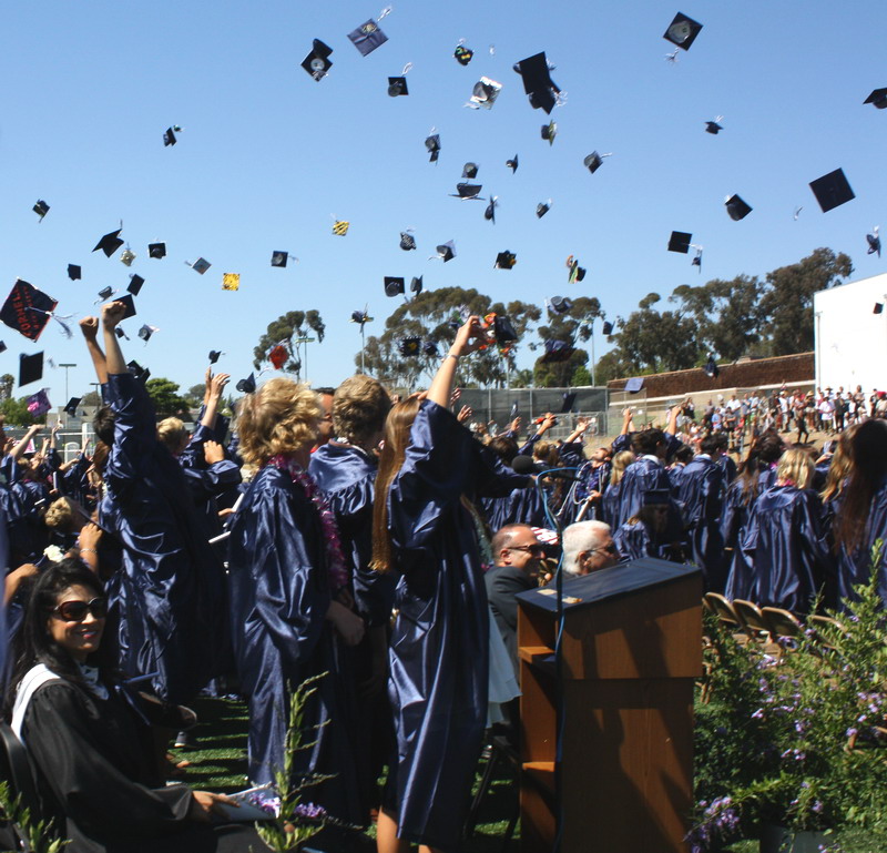 Students throw their caps in celebration. throwing-caps-2