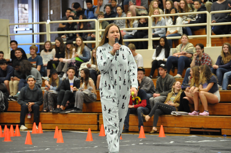 MC Tara Gildersleeve enters into the assembly 6