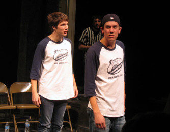 Comedy Sportz players Daniel Alguire and Mitch Lange.