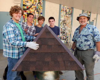 Senior+Terren+Brin+and+his+work+crew+construct+two+new+bulletin+boards+on+campus+as+part+of+his+Eagle+Scout+Project.