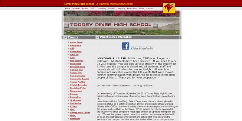 Torrey Pines High School Lockdown Cleared