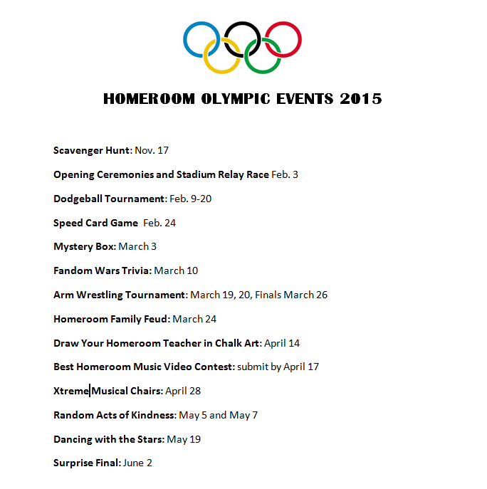 homeroom olympics actually DONE