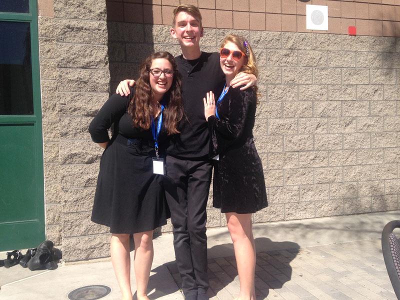 Senior Samantha Steinberg, Junior Will Fletcher, and Junior Jessica Morilack right before they auditioned at Thespicon. 