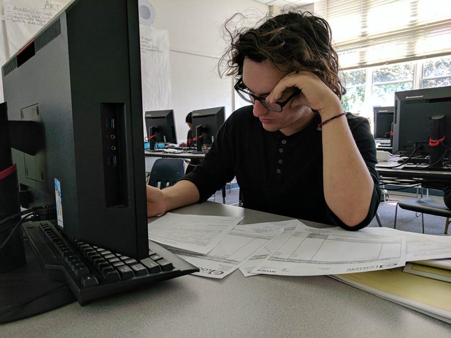 A student stresses over his heavy homework load.