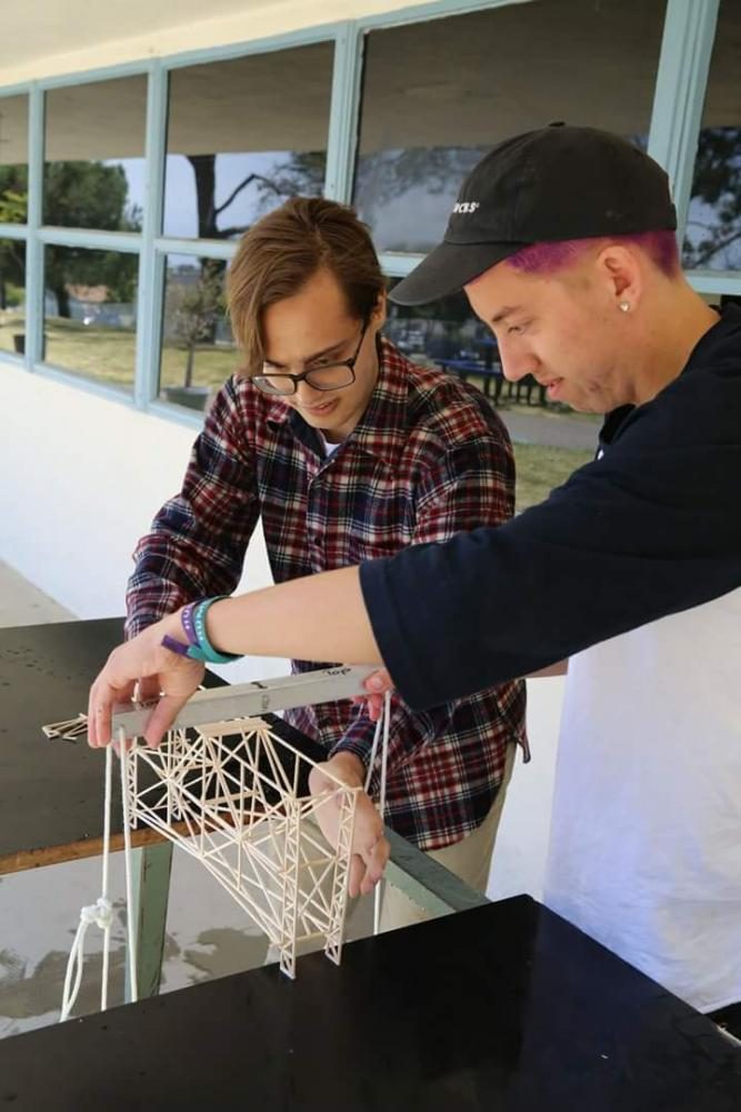 Matt+Benowitz+and+Milo+Spearman+test+their+bridge.