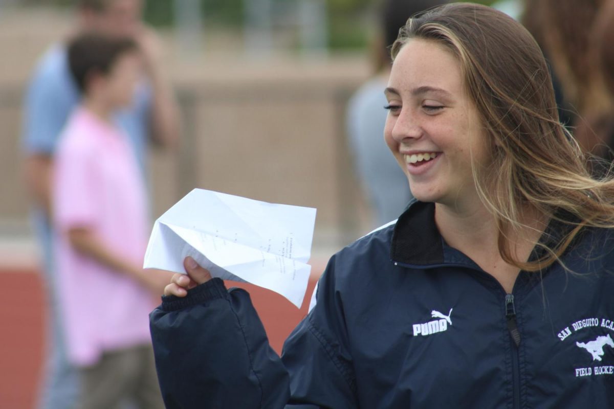 During the Link Crew event, students tested out paper airplanes made with a partner.