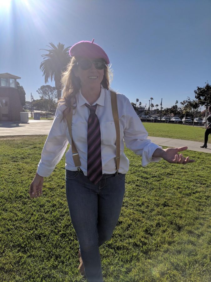 Social studies teacher Jaime Duck dressed up at Stimson to gain extra points for her homeroom during the Scavenger Hunt.
