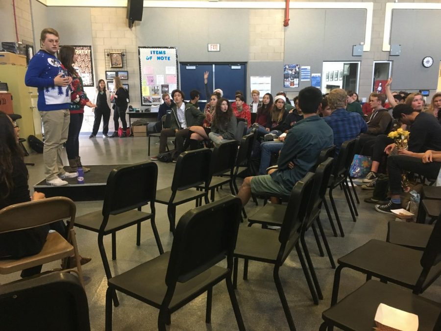 The December forum was held in the band room and led by seniors Jason Kesler and Charlotte McClellan.