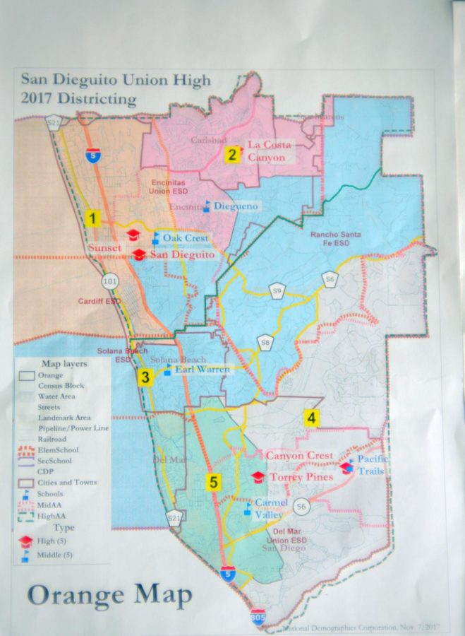 One of several options for creating new voting boundaries within the district.