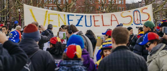 Venezuelans protesting their government for limiting political and economic freedom (April, 2017)