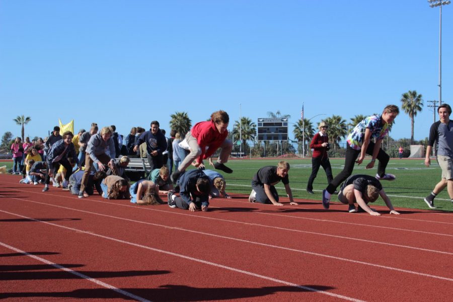 Students leap towards victory