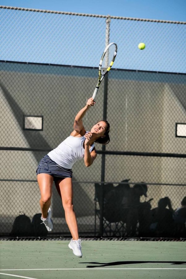 Senior Sophie Getty represents the Mustangs on the court.