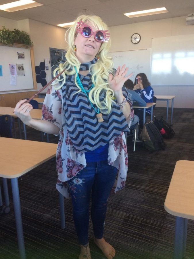 Math teacher, Darlene Blanchard, dressed up as Luna Lovegood.