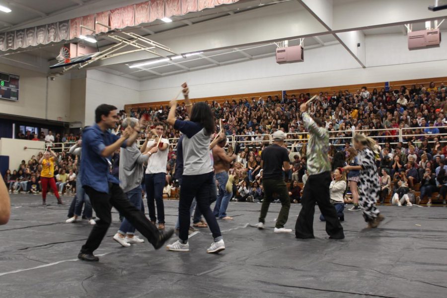 Teachers, counselors, and the ASB president joined Spanish teacher John West to make sure the song had more cowbell