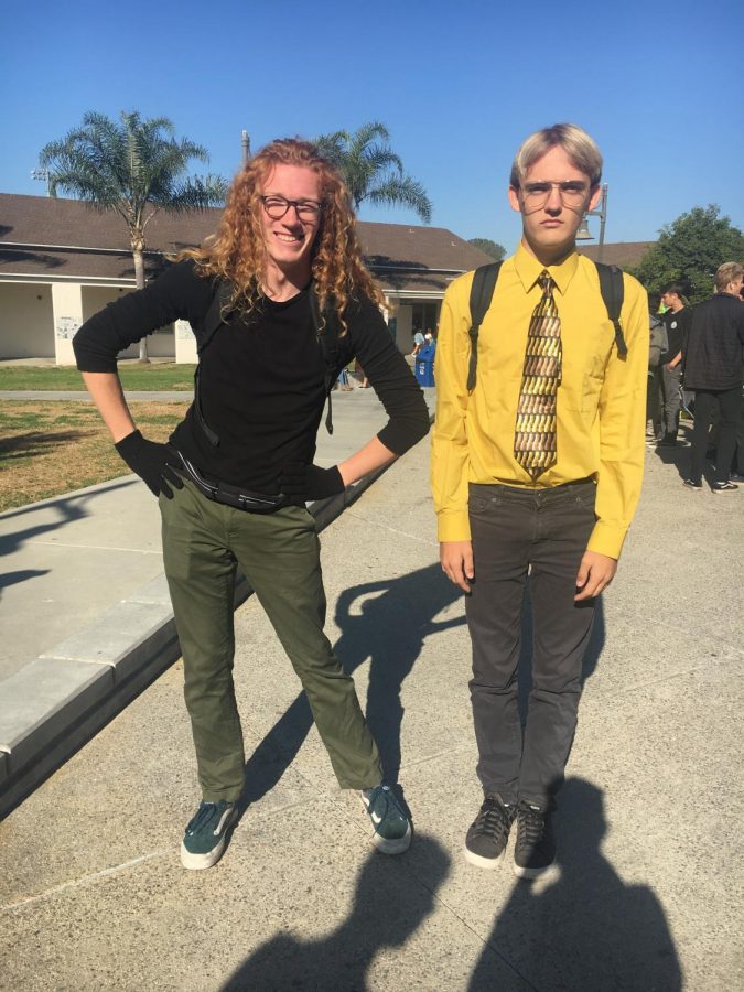 Juniors Zach Richards and Thomas Pickering dressed as Kim Possible and Dwight Schrute. 