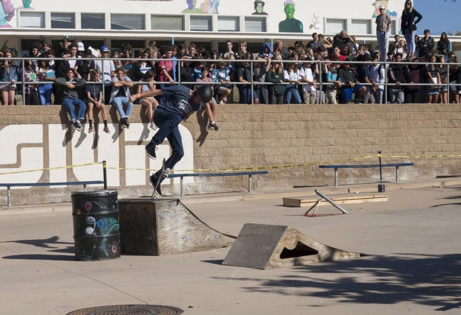 Local Pro-Skater Tony Hawk participated in the skate demo during homeroom.