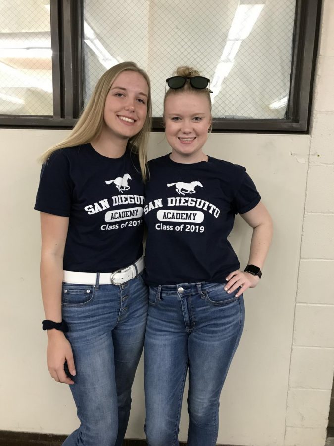 Seniors Amelia Young and Cami King wore their SDA t-shirts.