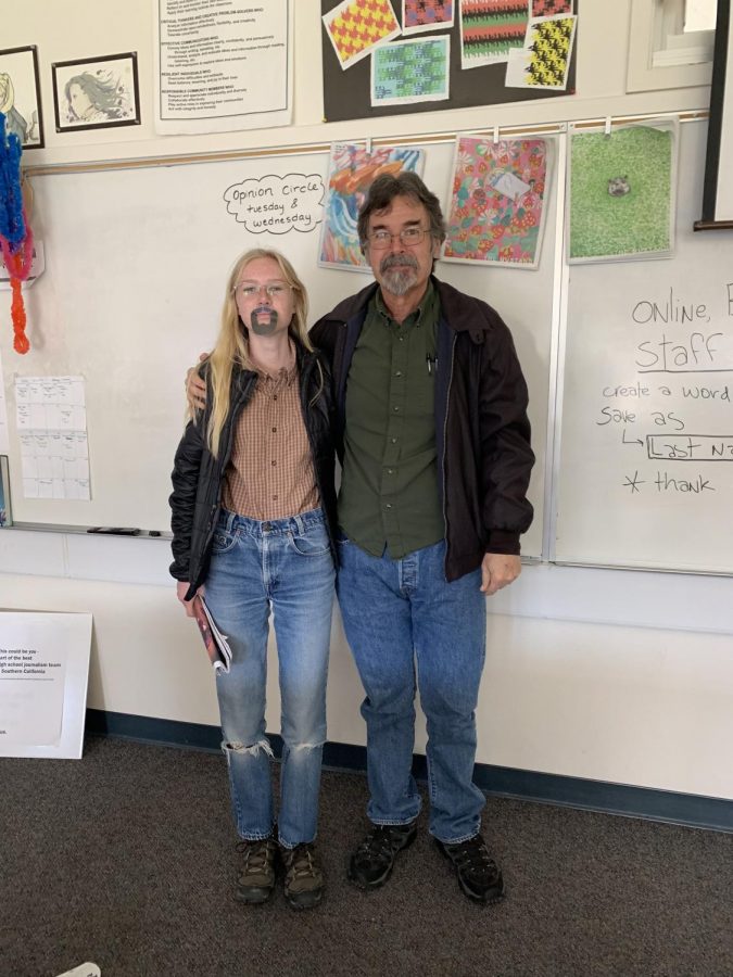 Junior Amelia Kaiser dressed up as English and Journalism teacher Tim Roberts.