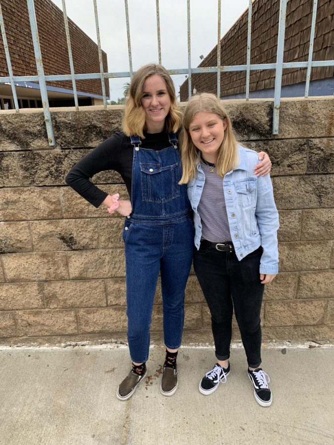 Seniors Lucy Ryall and Lauren Woodley sport denim for today's spirit day.