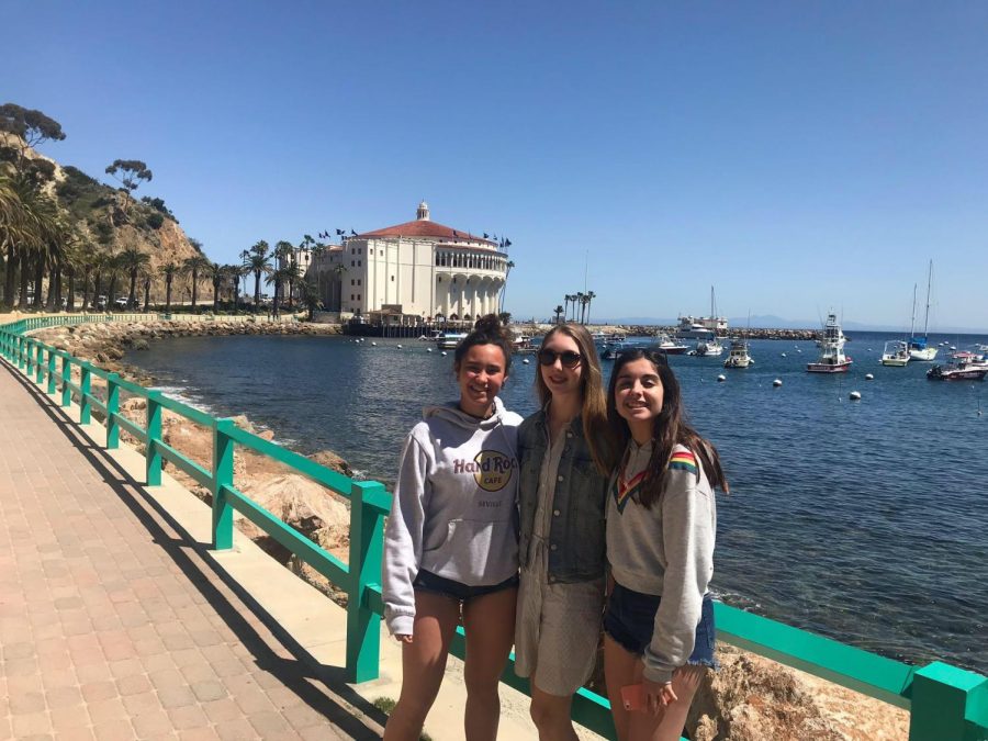 Freshman Emilia Neyer pictured with her exchnage students Maria Pernia and Haizea Inglesias.