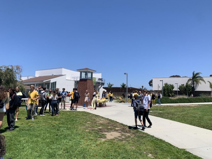 Students were encouraged to wear yellow for suicide awareness.