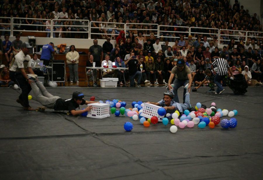 Students and staff competed in a life-size version of Hungry Hippos.