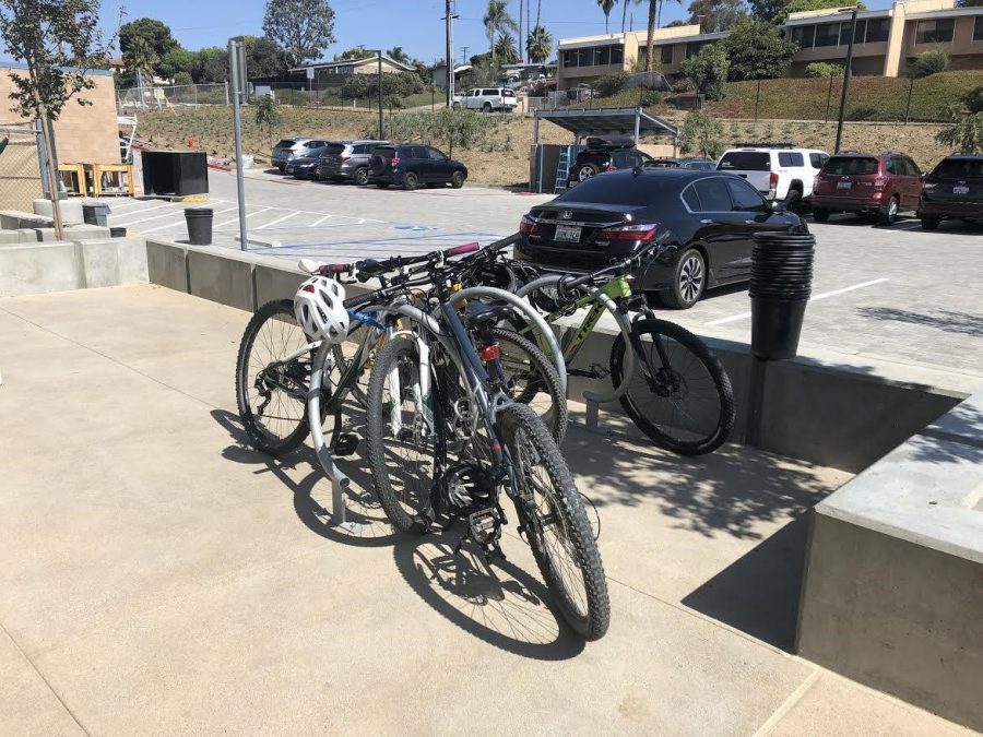 New bike racks at SDA above the new Arts and Humanities building.