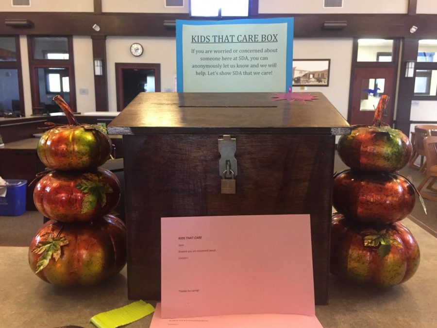 PALs has a Kids that care box in the media center for students to refer their peers to PALs if they need someone to talk to.