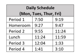 SDA's current bell schedule