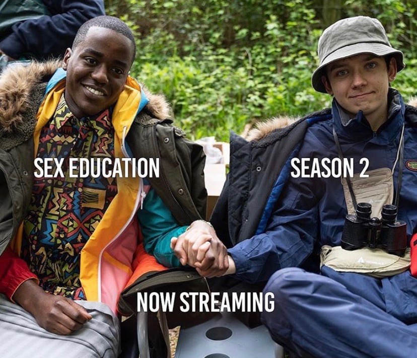 Main characters Eric and Otis announcing season 2.