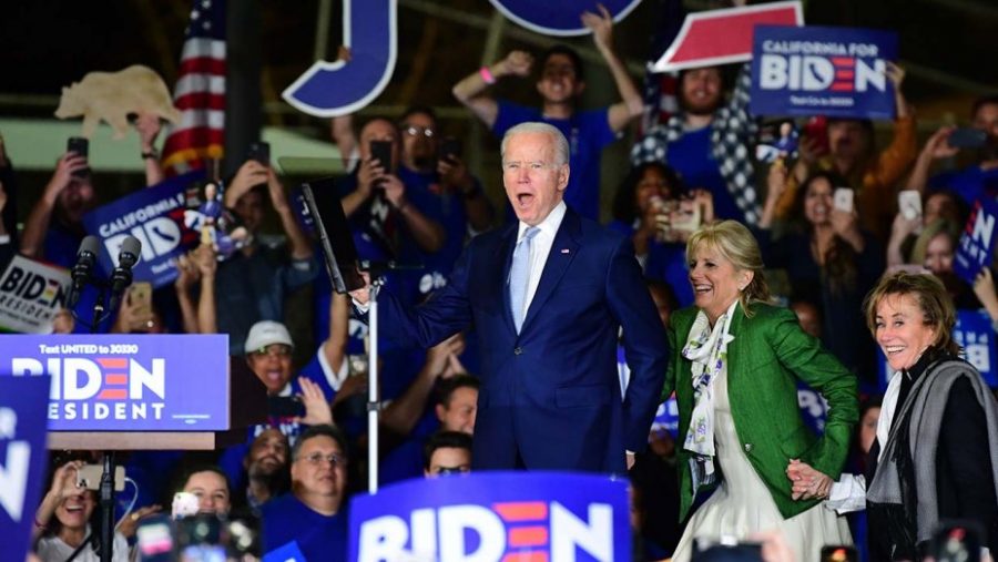 Joe+Biden+addresses+his+supporters+after+monumental+victories+on+Super+Tuesday