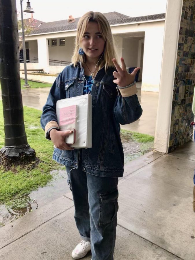 Freshman Marina Nicolaidis throws it back to the 2000s in a Canadian tuxedo.