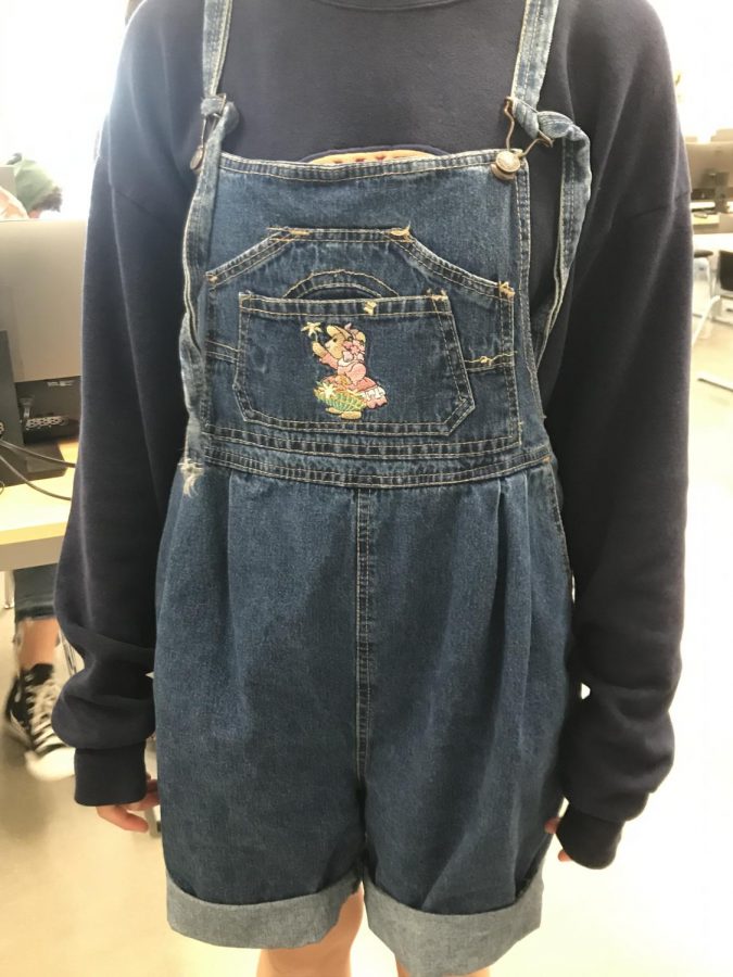 Freshman MJ Rintala sports overalls for denim day.