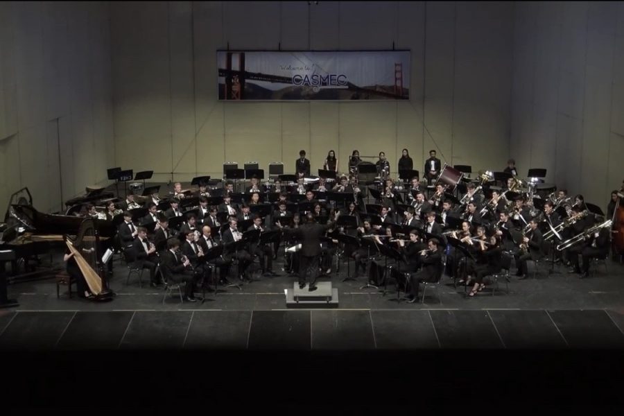 The Wind Symphony performs a forty minute piece at the William Saroyan Theatre in Fresno, CA.