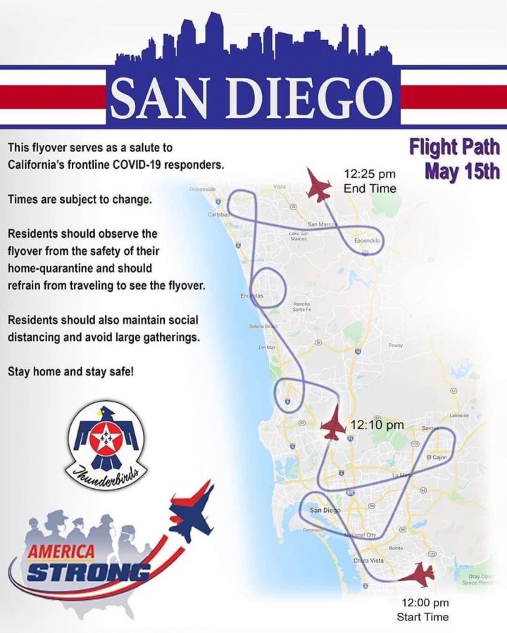 The Thunderbirds flight path today.