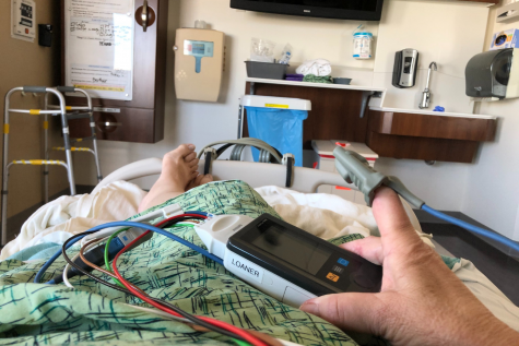 Mrs. Coppock's view as she recovers from COVID-19 on the hospital bed in Scripps Hospital in Encinitas
