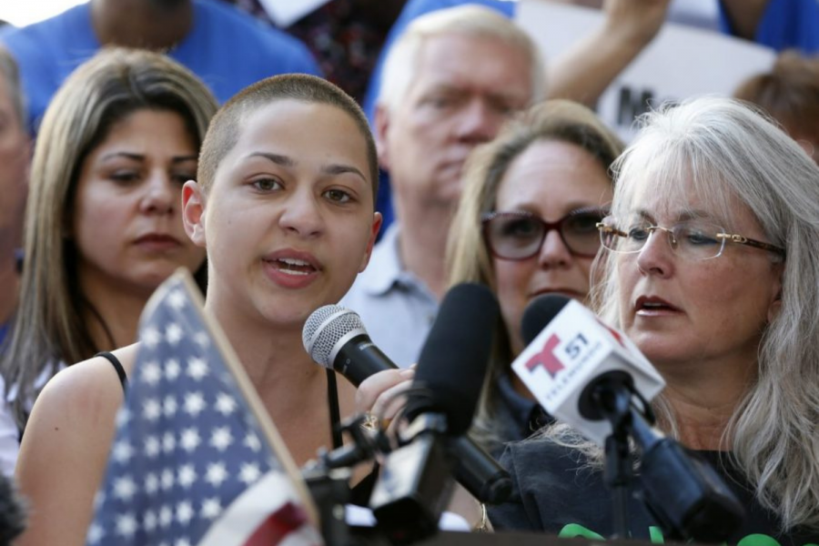 Emma Gonzalez speaking at a gun control rally on Feb. 17, 2018