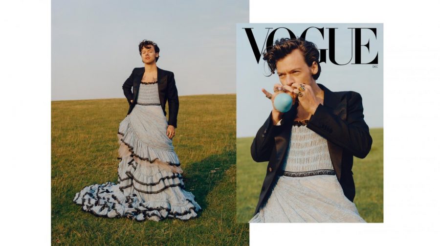 Harry Styles appears in a dress on U.S. Vogue Dec 2020 issue
