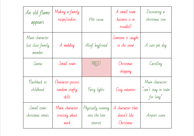 Hallmark Bingo Chart