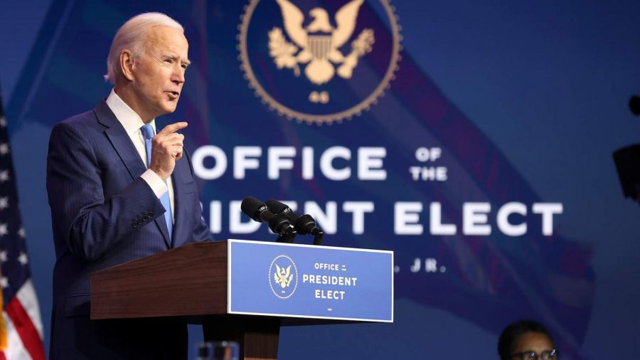 President-elect Joseph R. Biden Jr. gives a speech following the Electoral College decision on Monday