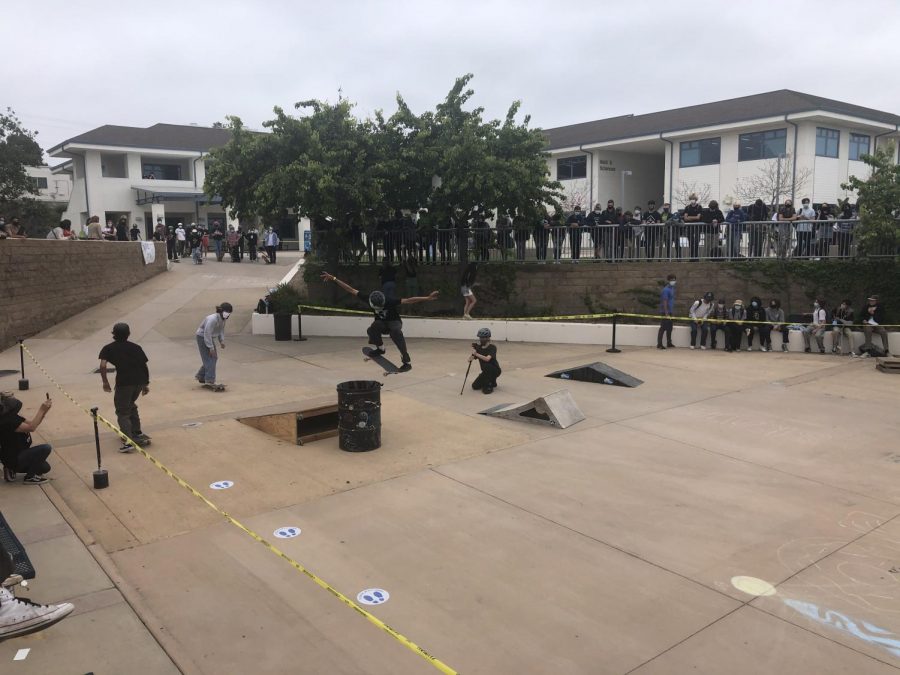 ramps and people scattered around the san dieguito quad