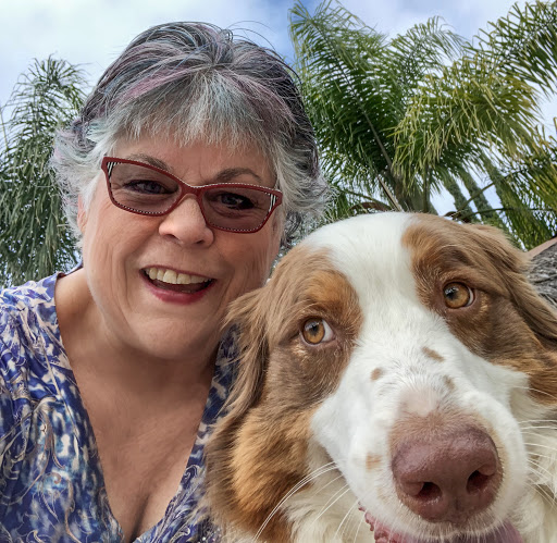 Photography teacher Susan Coppock with her dog