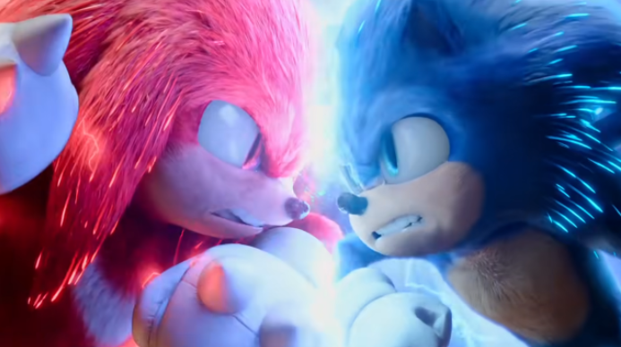 Sonic battles it out in the new movie. 