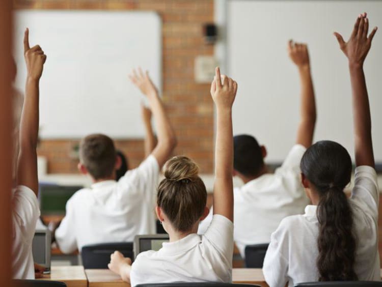 Students participating in class.