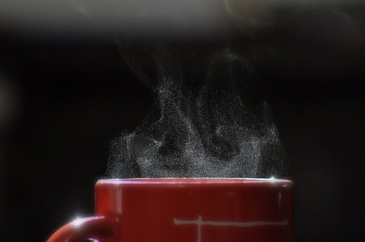 Steaming cup of coffee