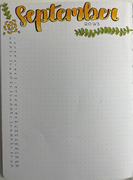 A fall-themed monthly log for September.