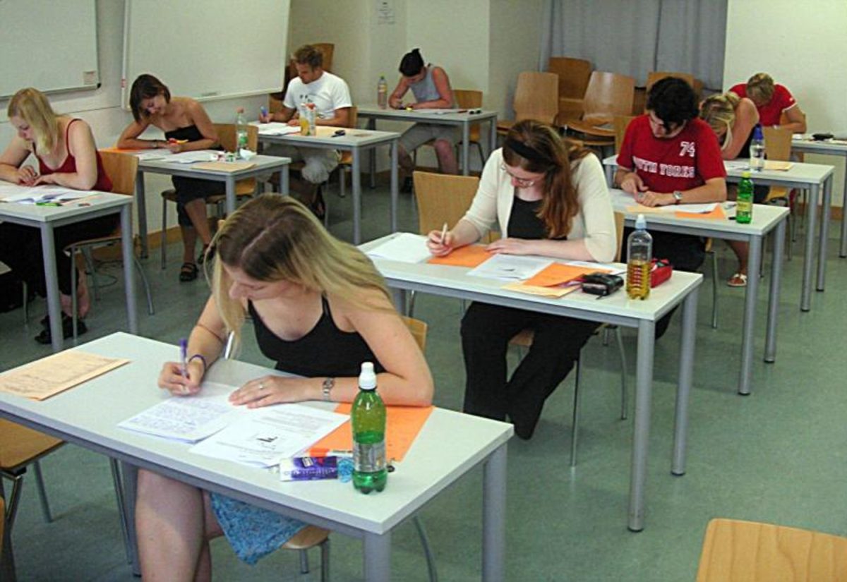 Students take an AP test