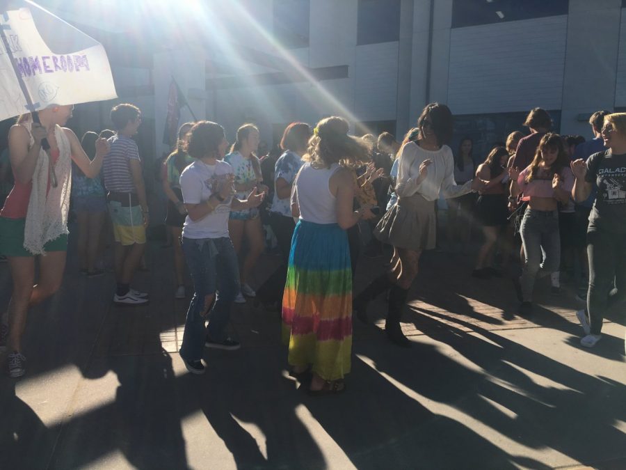 There was a psychedelic turnout of students at the dance.