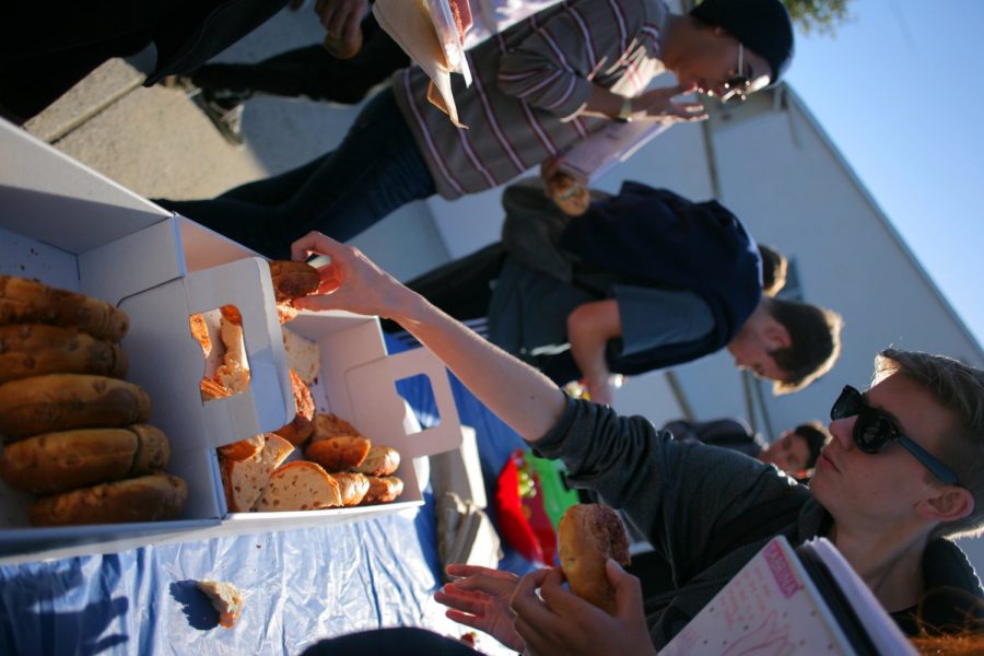 Bagels were offered along with coffee.